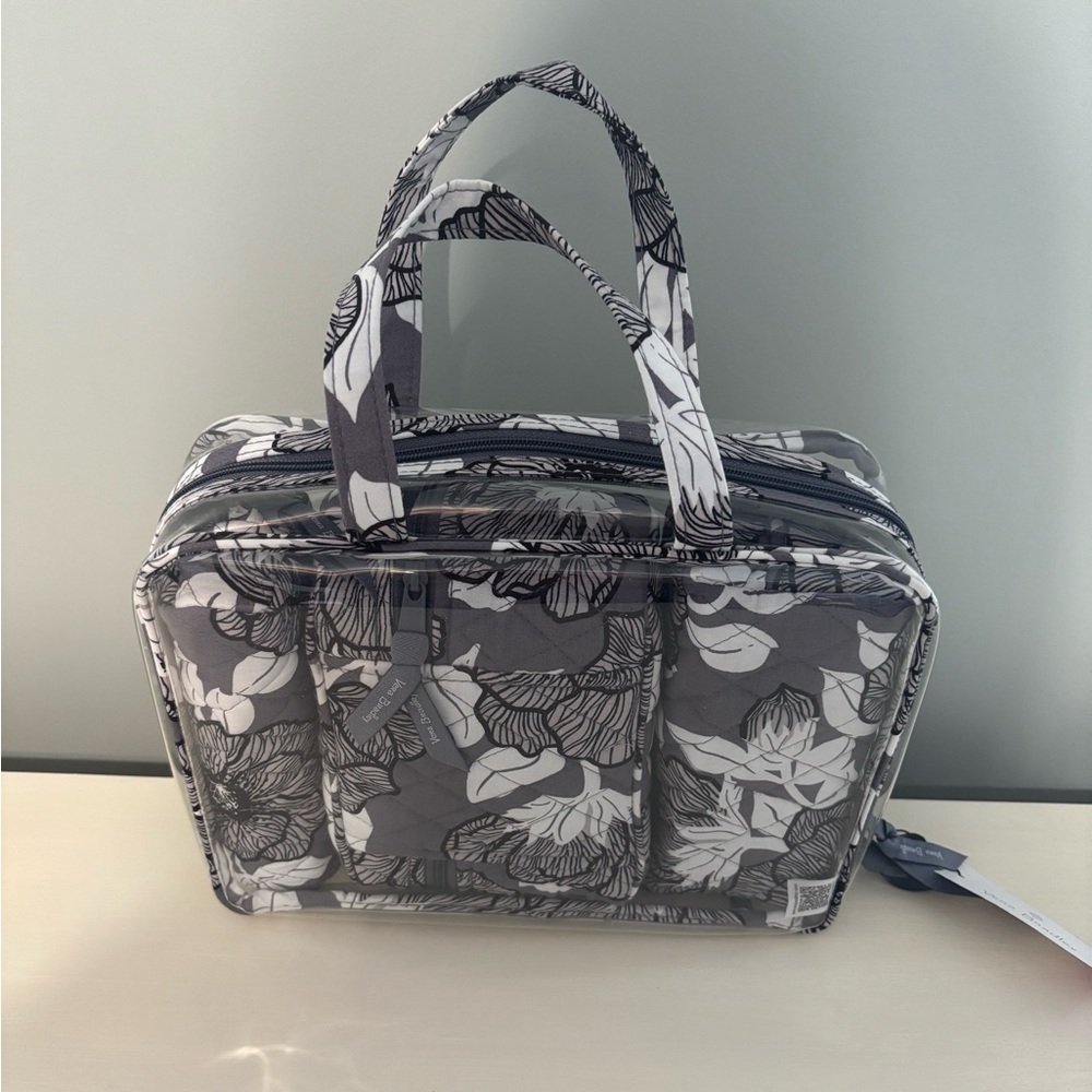 Vera Bradley 4pc Cosmetic Organizer Clear Bag with 3 Quilted Interior Bags Grey - Picture 2 of 9
